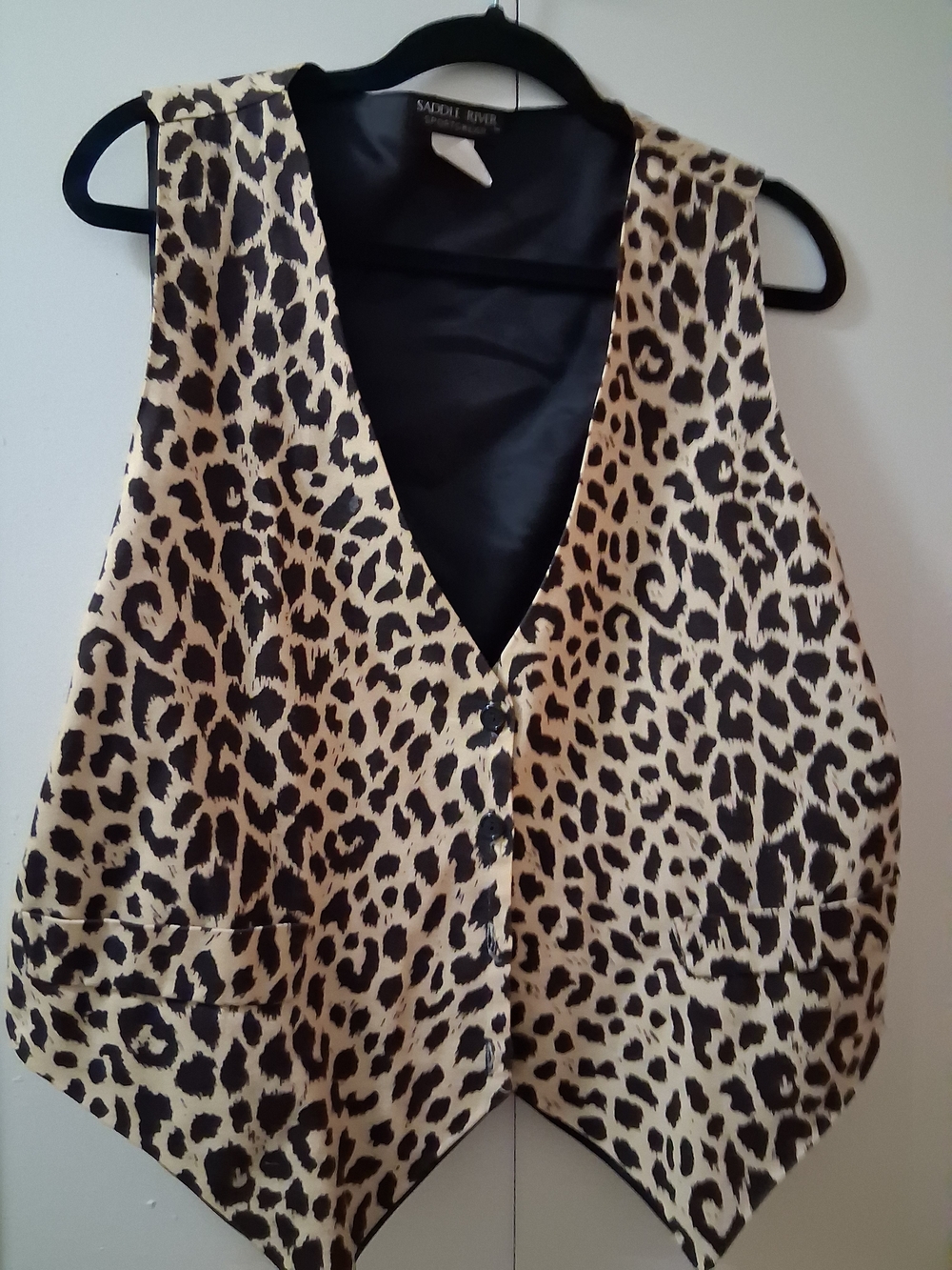 Leopard Print Vest - Beige and Black Saddle River Sportswear